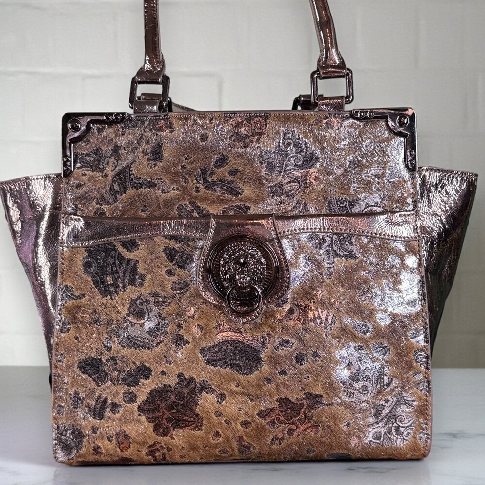Sharif Leather & Calf Hair OnLion's Gate Satchel Shoulder Bag - SAMPLE BAG - Picture 3 of 16
